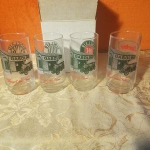 Four collector Sinclair gasoline glasses